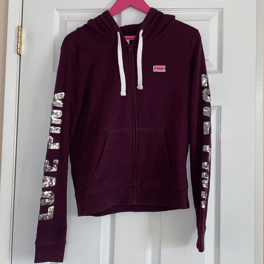 VS Pink Maroon Sequin Sweatshirt!